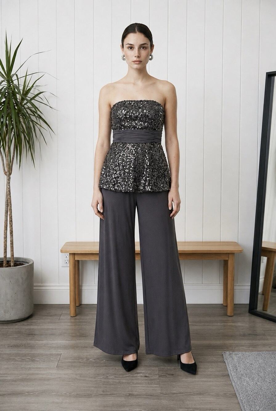NWT Black House White Market Strapless Sequin Jumpsuit Size 0, One Piece Black